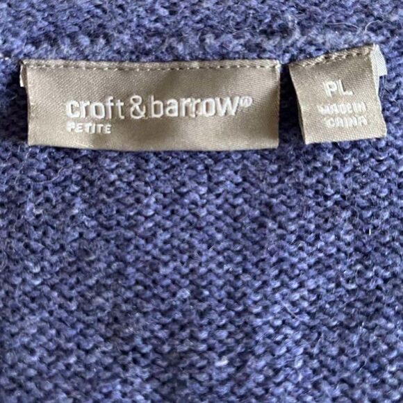 CROFF & BARROW Women's Vintage Purple Christmas Sweater with Buttons size PL - Picture 3 of 10